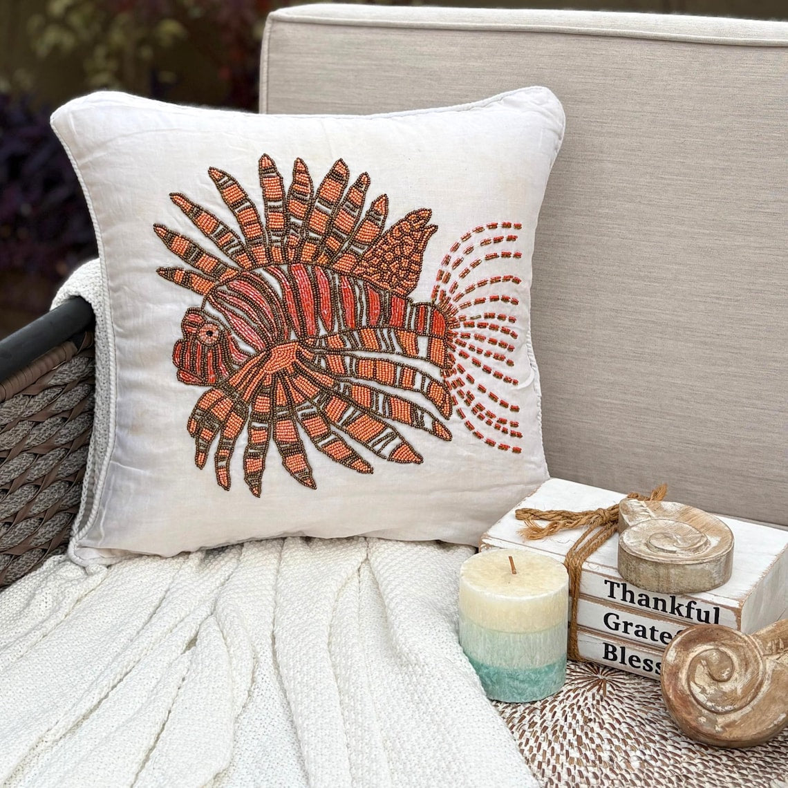 Koi Fish Motif throw pillow cover, product view 2