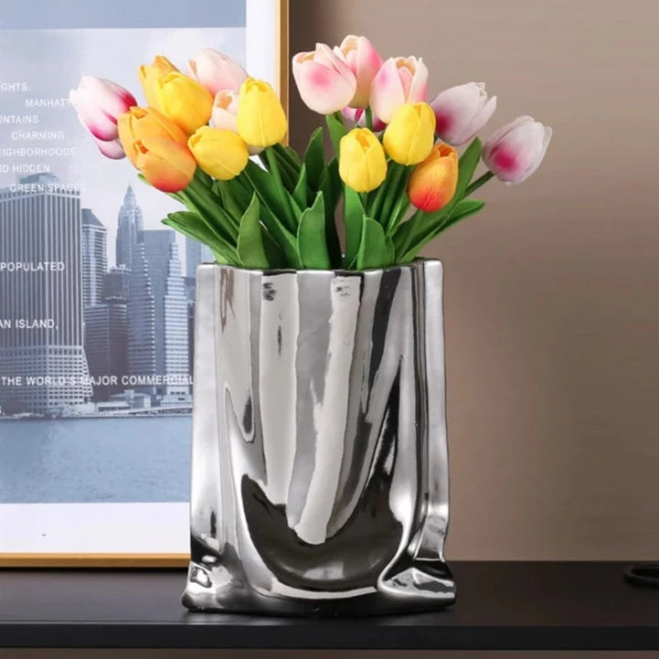 Ruffled Ceramic Porcelain Flower Vase product view