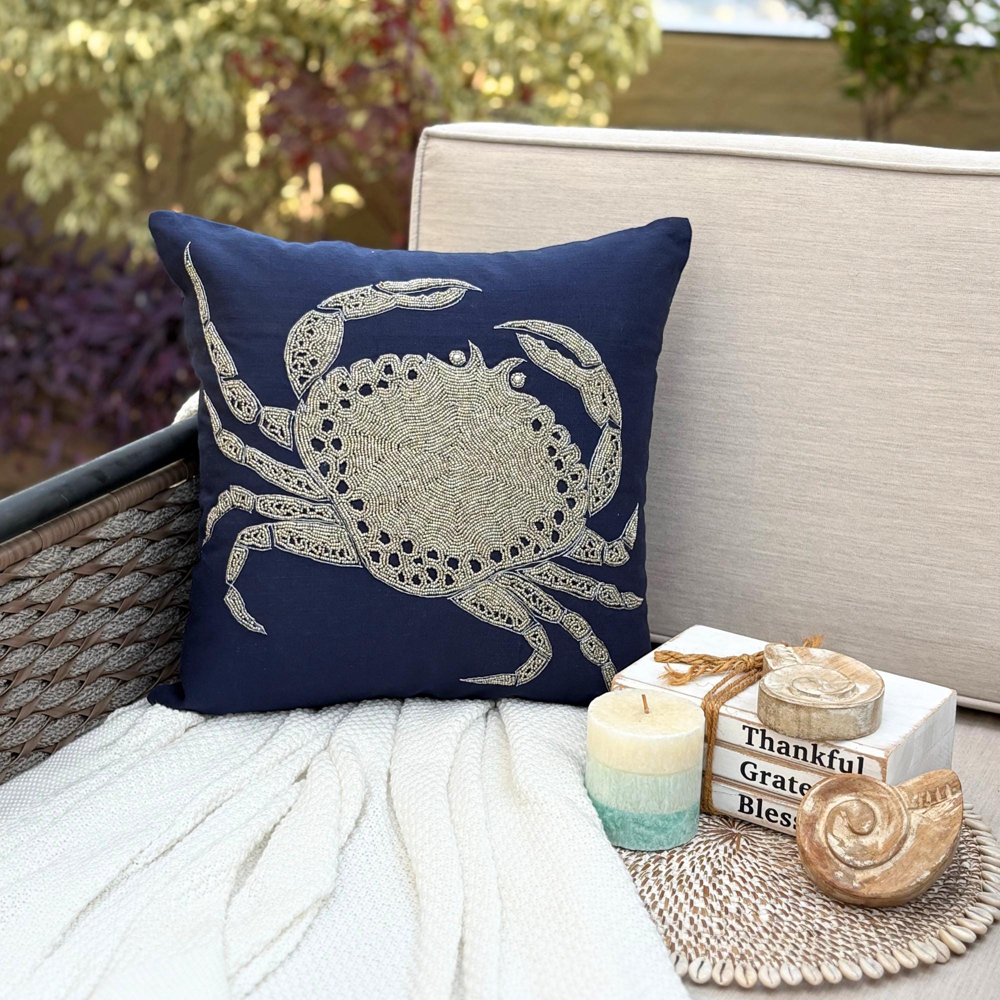 Shoreline Crab throw pillow cover, product view 4