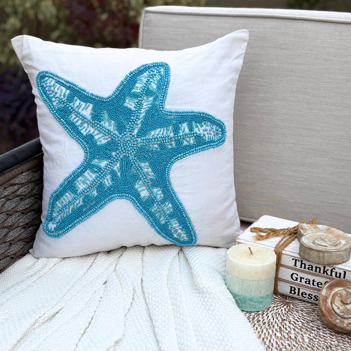Starfish Motif throw pillow cover, product view 2