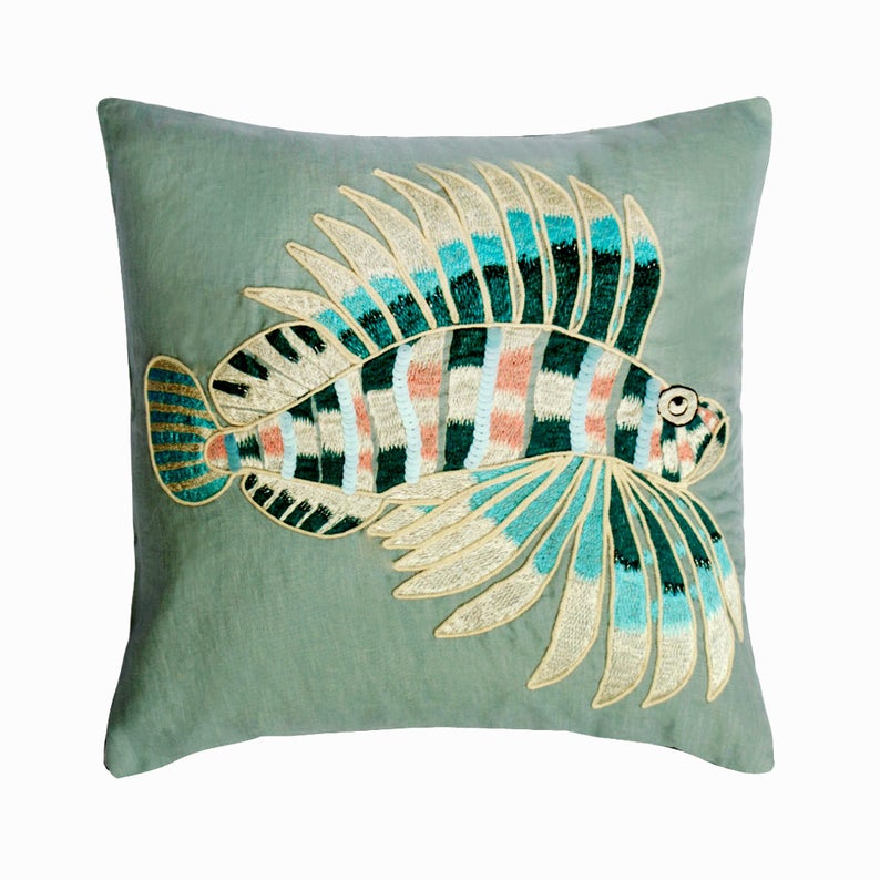 Fish Illustration throw pillow cover, product view 7