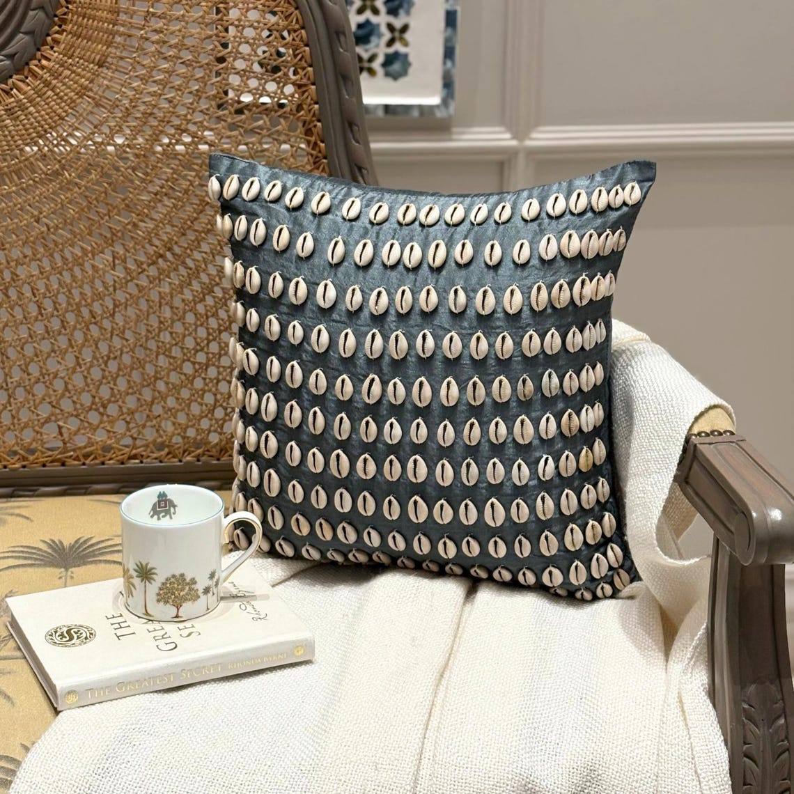 Decorative Shell throw pillow cover, product view 2