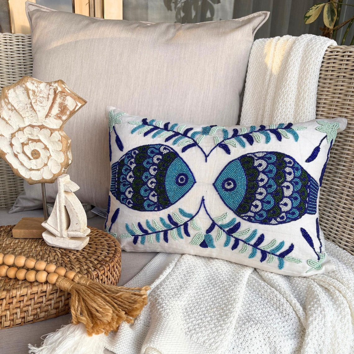 Koi Fish Motif throw pillow cover, product view 32