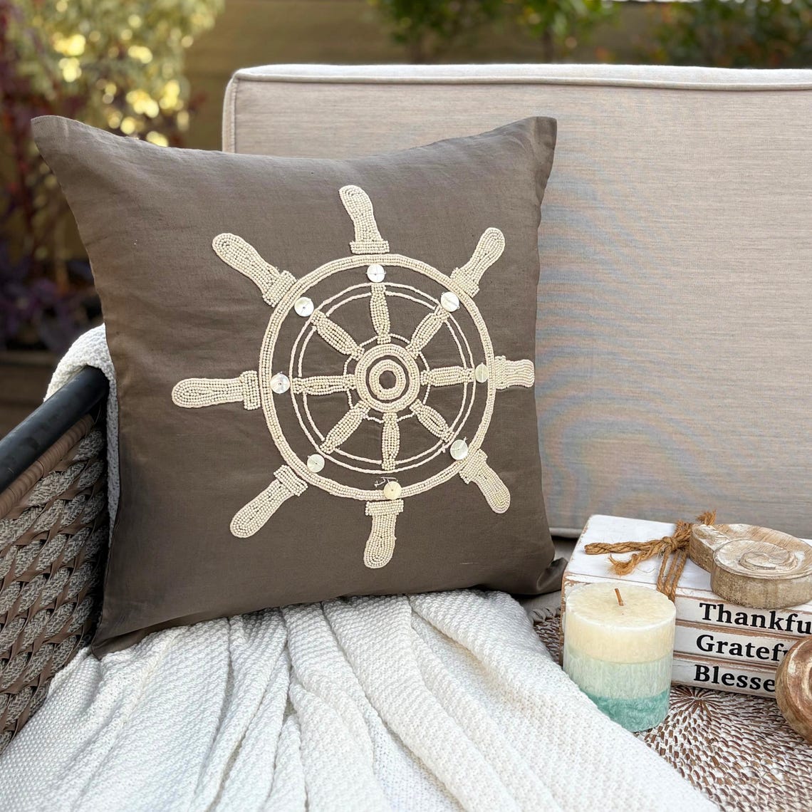 Sailboat and Helm throw pillow cover, product view 4