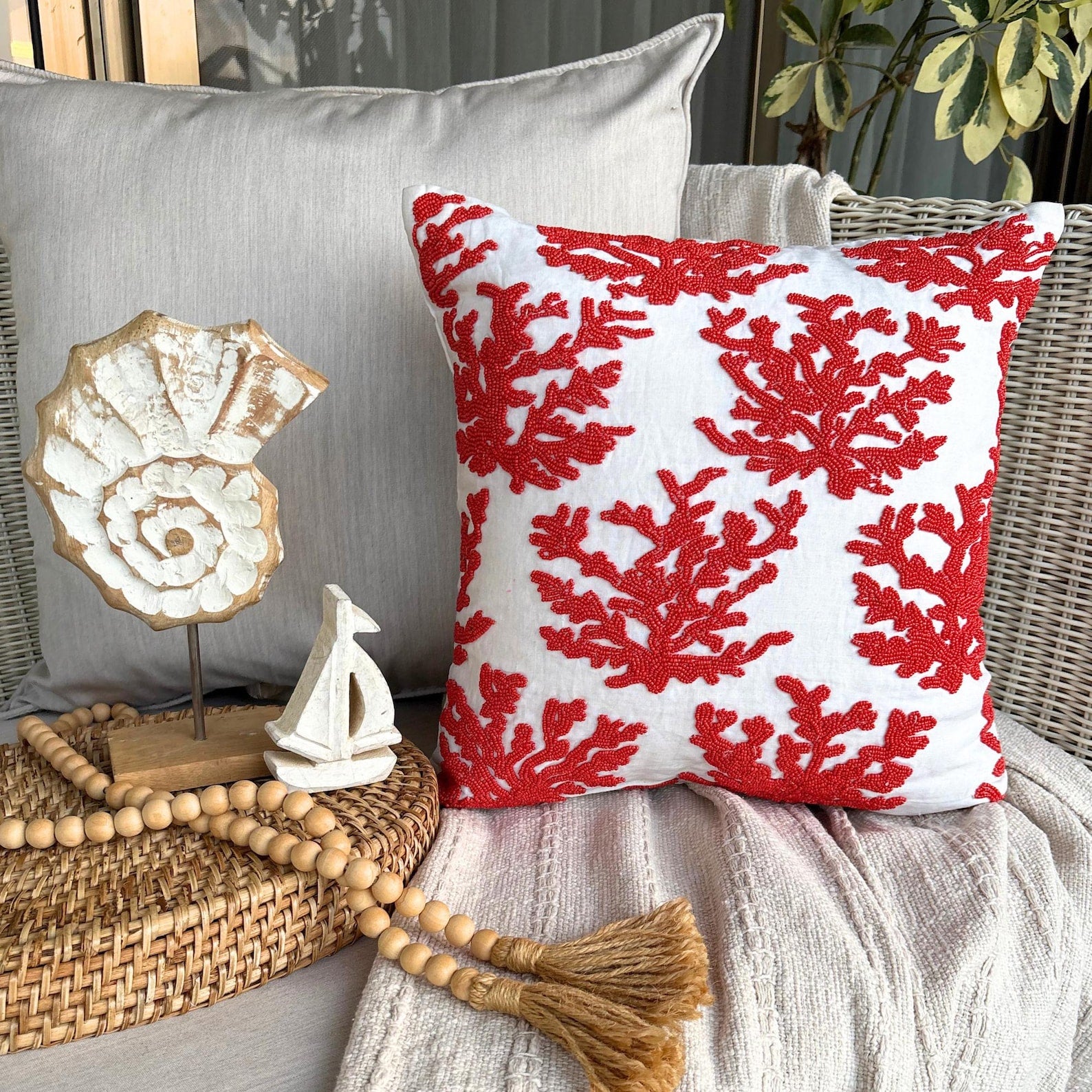 Coral Motif throw pillow cover, product view 4