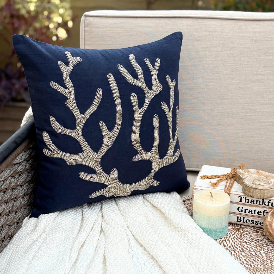 Seaweed Shore throw pillow cover, product view 5