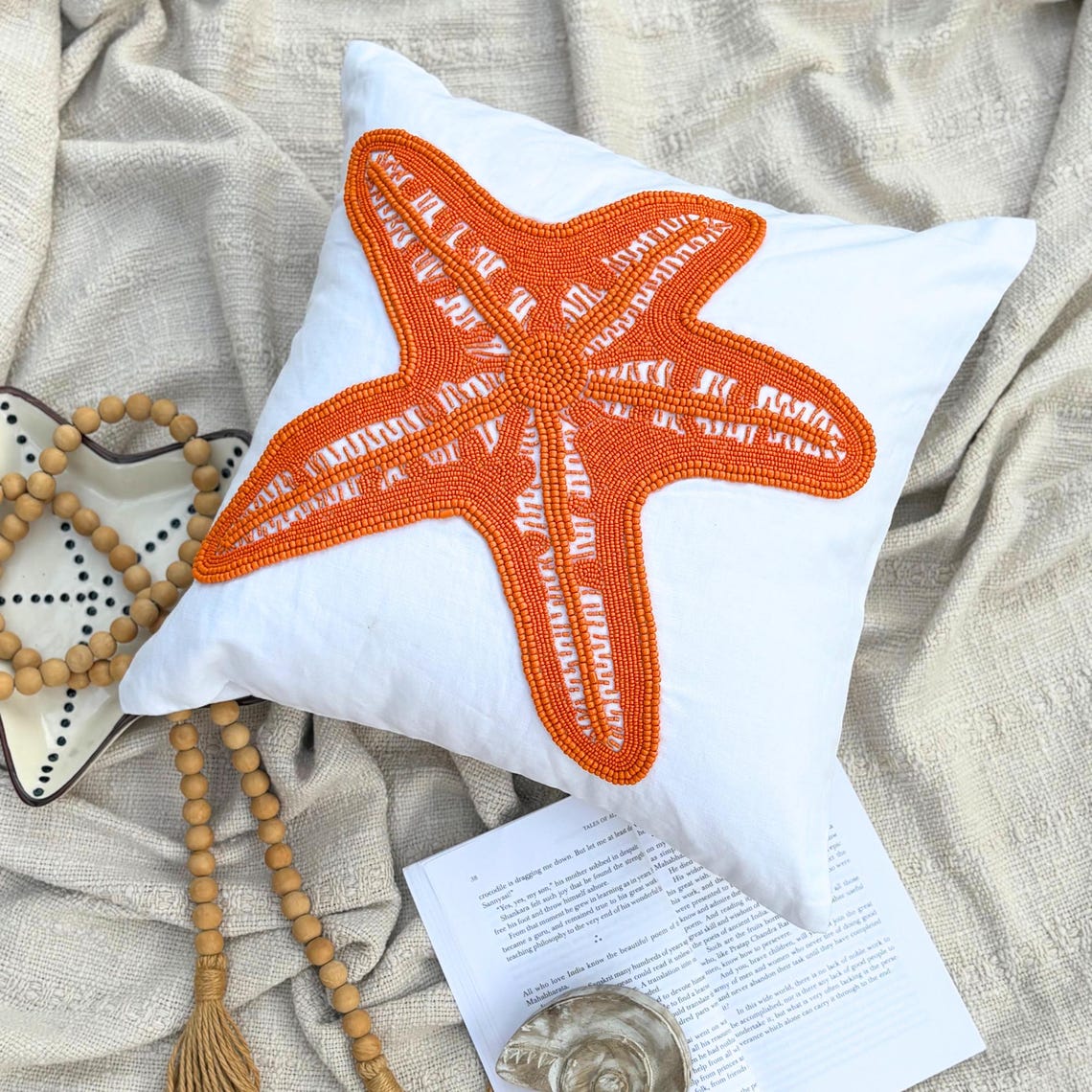 Starfish Pattern throw pillow cover, product view 3