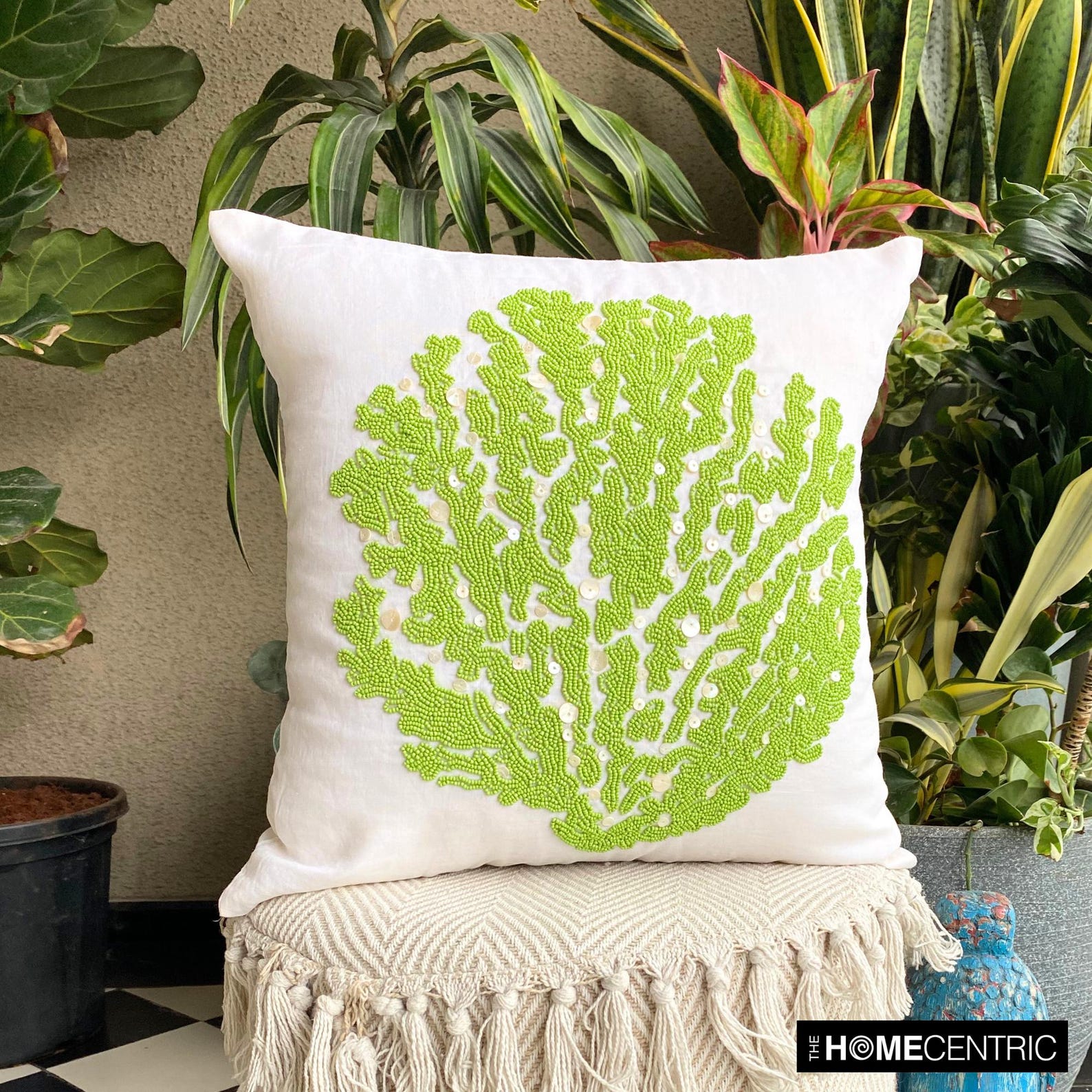 Deep Seaweed throw pillow cover, product view 5