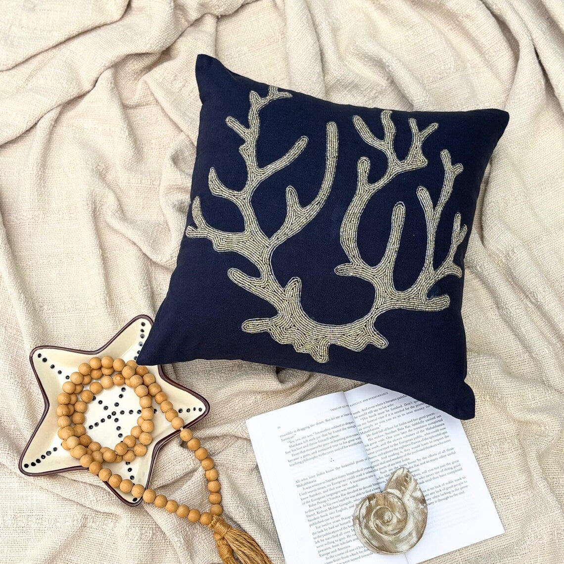 Seaweed Shore throw pillow cover, product view 2