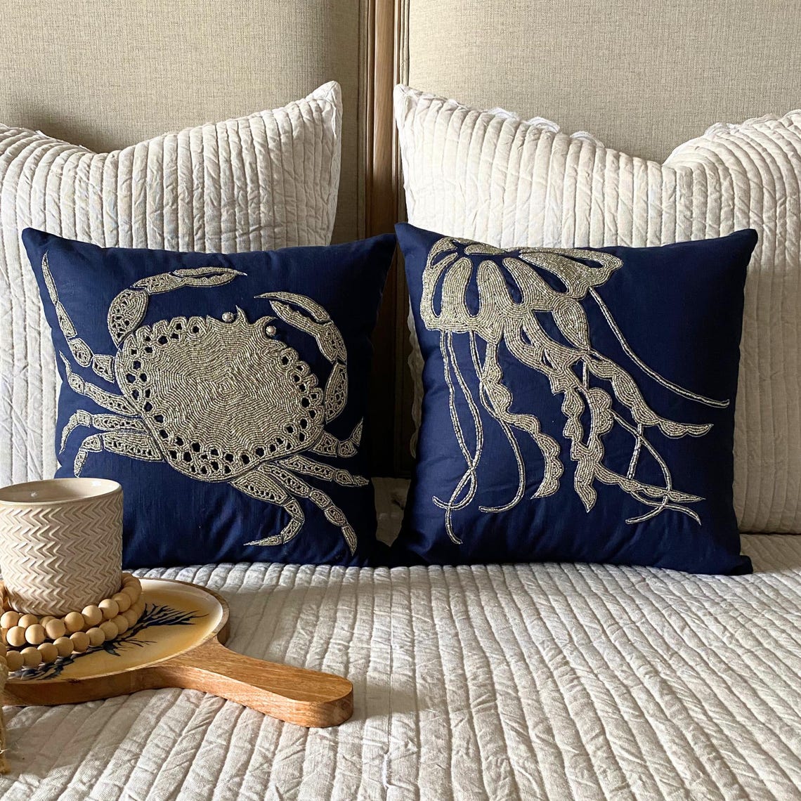 Jellyfish Motif throw pillow cover, product view 4