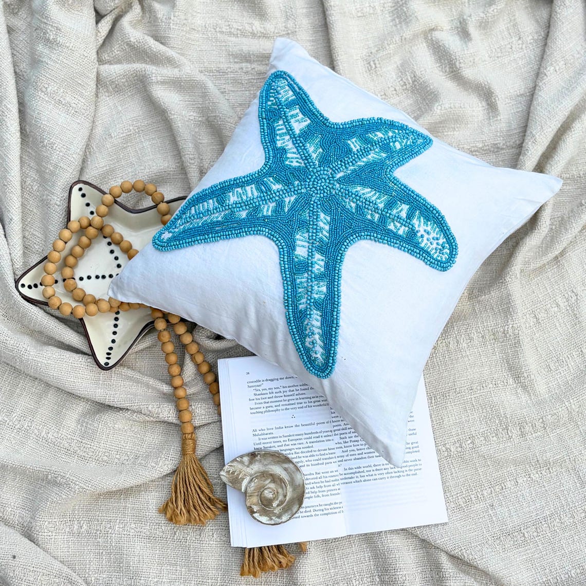 Starfish Motif throw pillow cover, product view 3