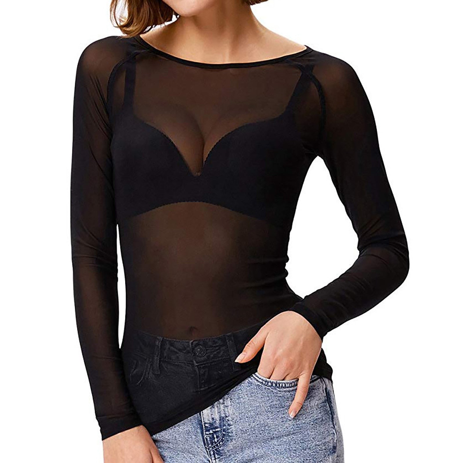 Classic Ease Mesh Long Sleeve Top