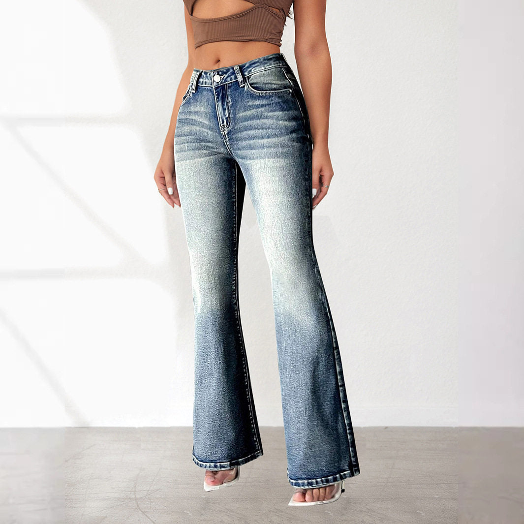 Women's Flared Embroidered Jeans