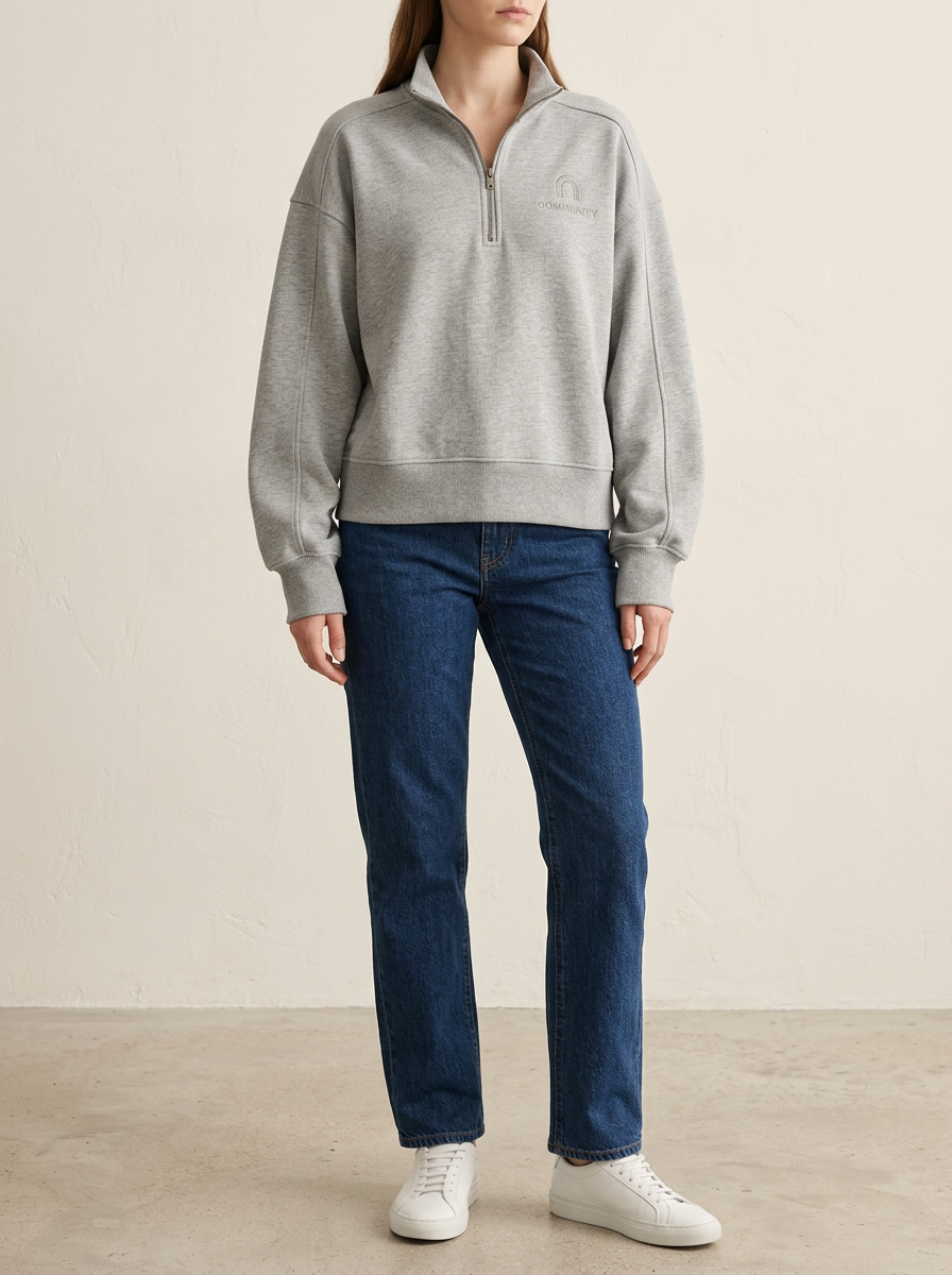 Women's Casual Quarter-Zip Printed Sweatshirt