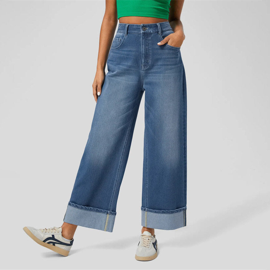 Women's Casual Form High Waist Straight Leg Jeans