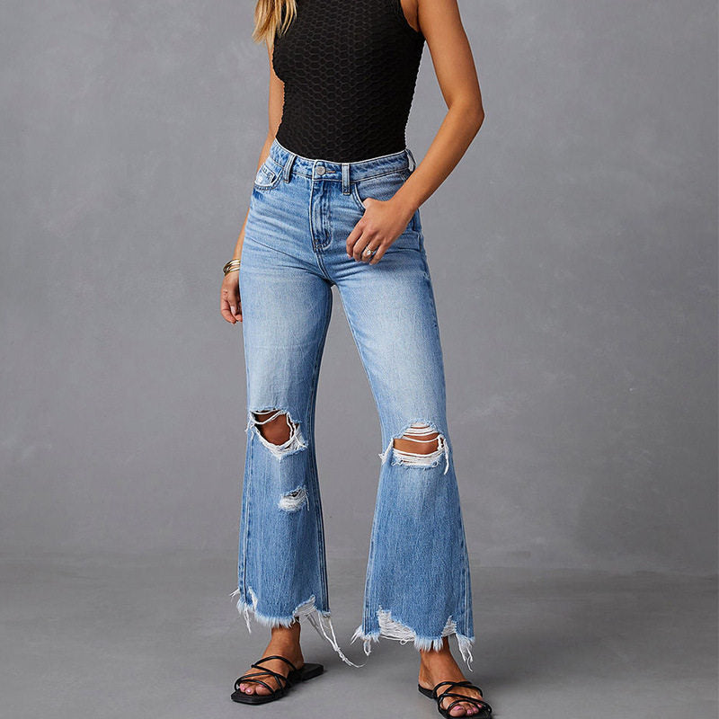 Women's Distressed Washed Jeans