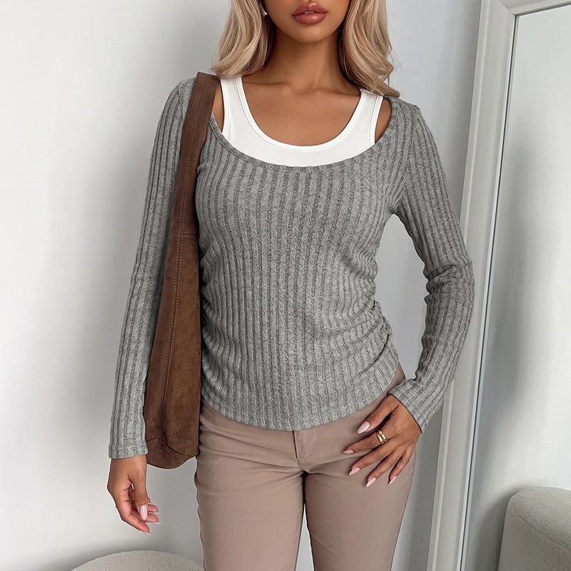 Women's Knit Colorblock Long-Sleeve Long-Sleeve Top