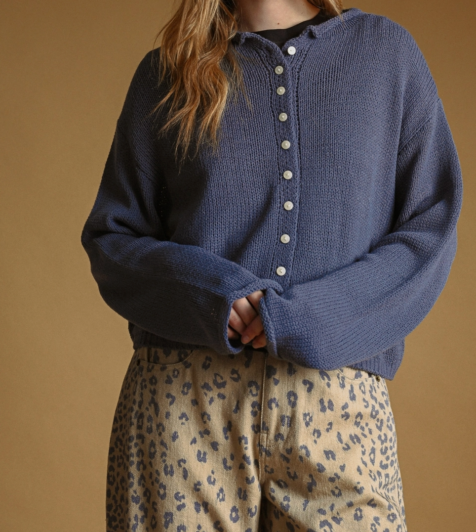 Button Front Acrylic Knit Soft Knit Cardigan