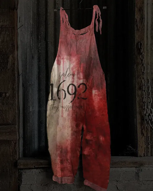 Blood Dark Gothic Salem Witch 1692 They Missed One Halloween Art Casual Jumpsuit