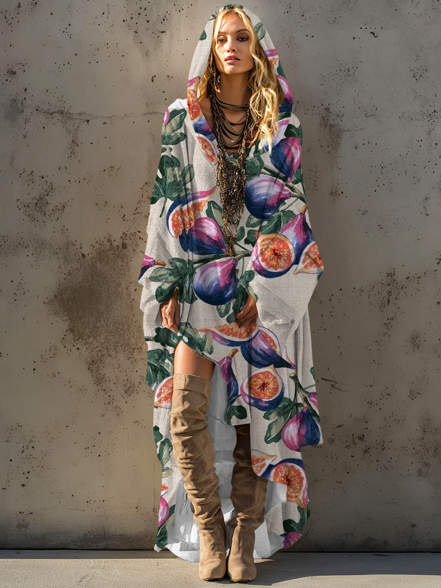 Women's autumn and winter cotton robe hooded smock dress