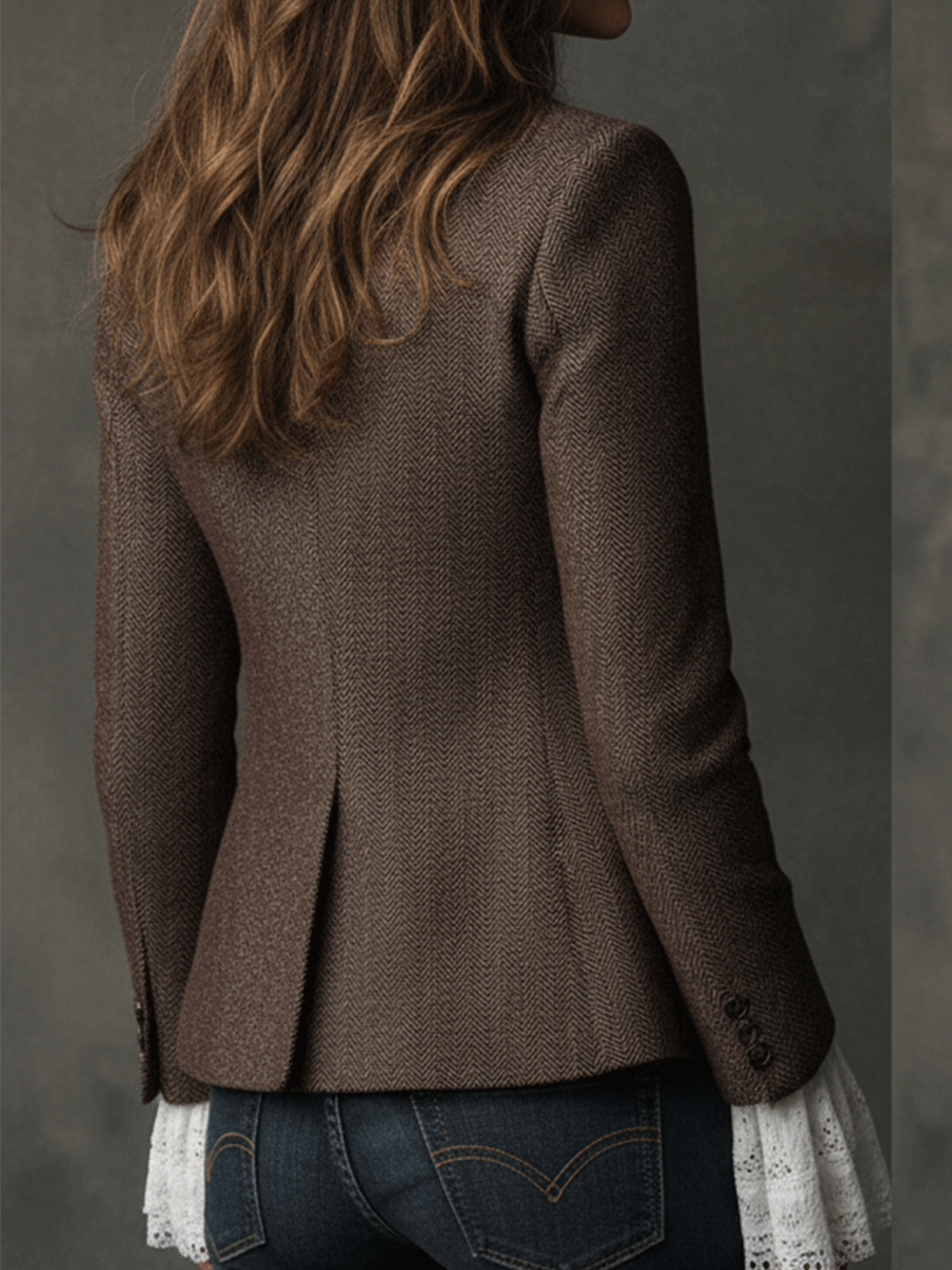 Vintage Brown Tweed Blend Tailored Blazer