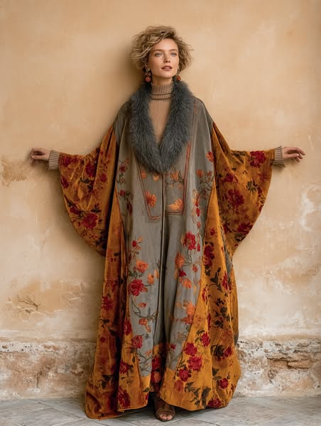 Ladies Plush Aristocratic Vintage Floral Robe