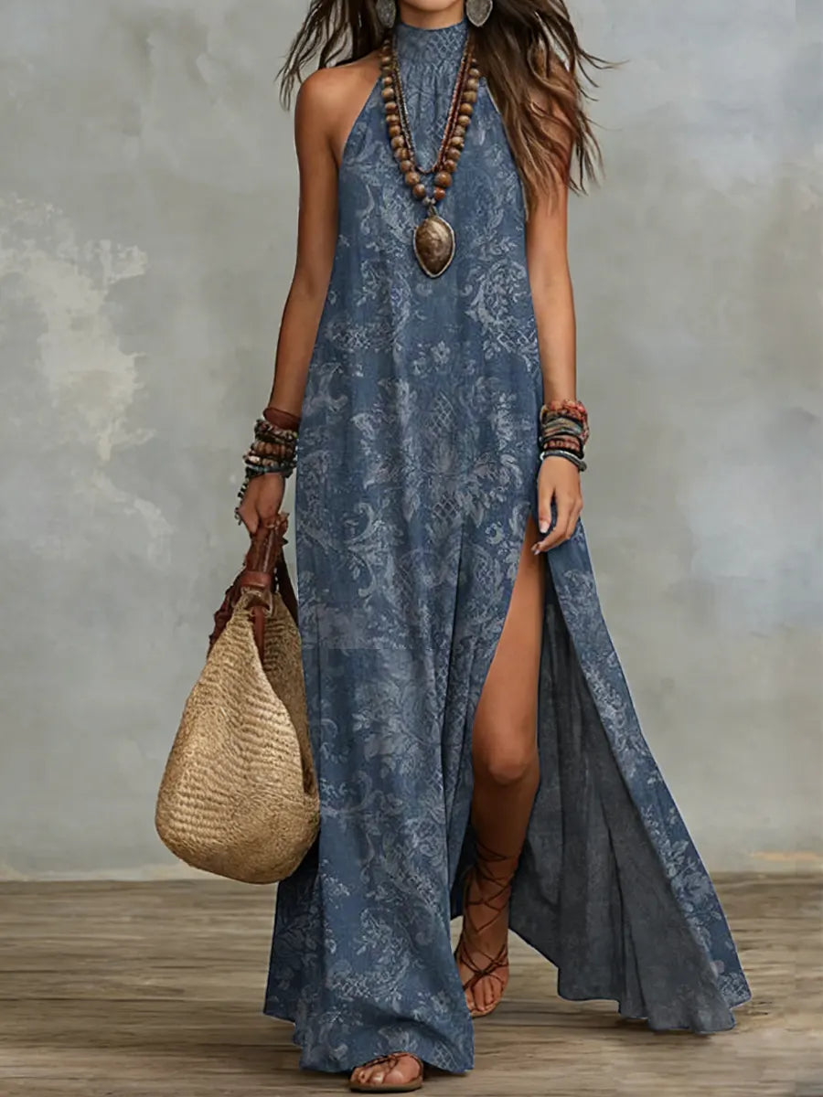 Floral Print Sleeveless Maxi Dress