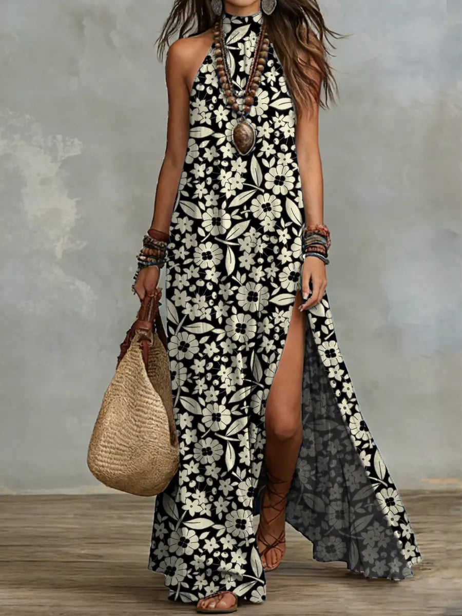 Floral Print Sleeveless Maxi Dress