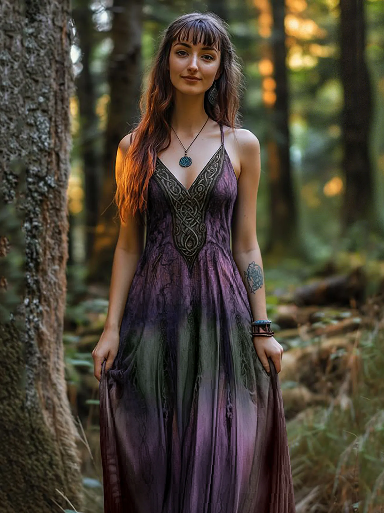 Vintage Celtic Knot Gradient Art Sling Dress
