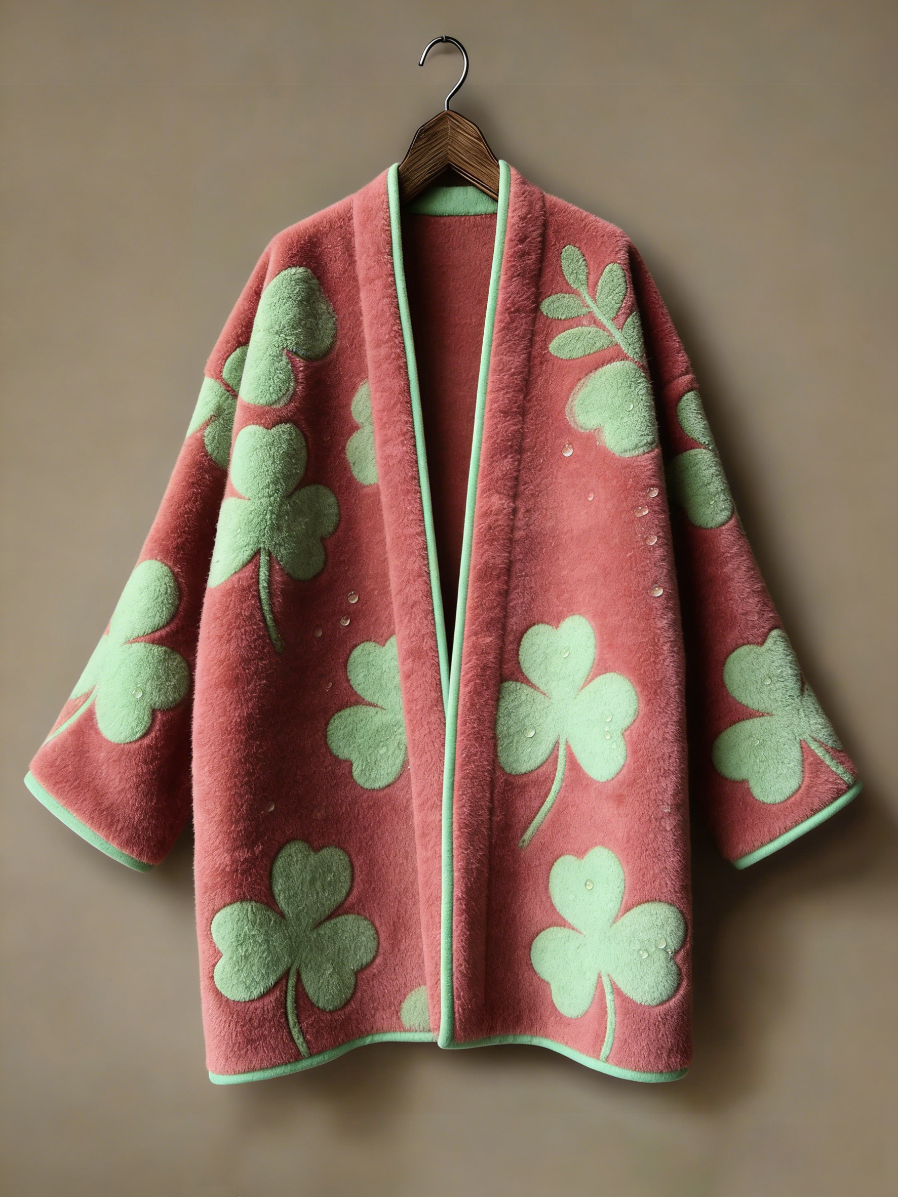 Winter warmest flannel printed and embroidered pattern kimono cardigan