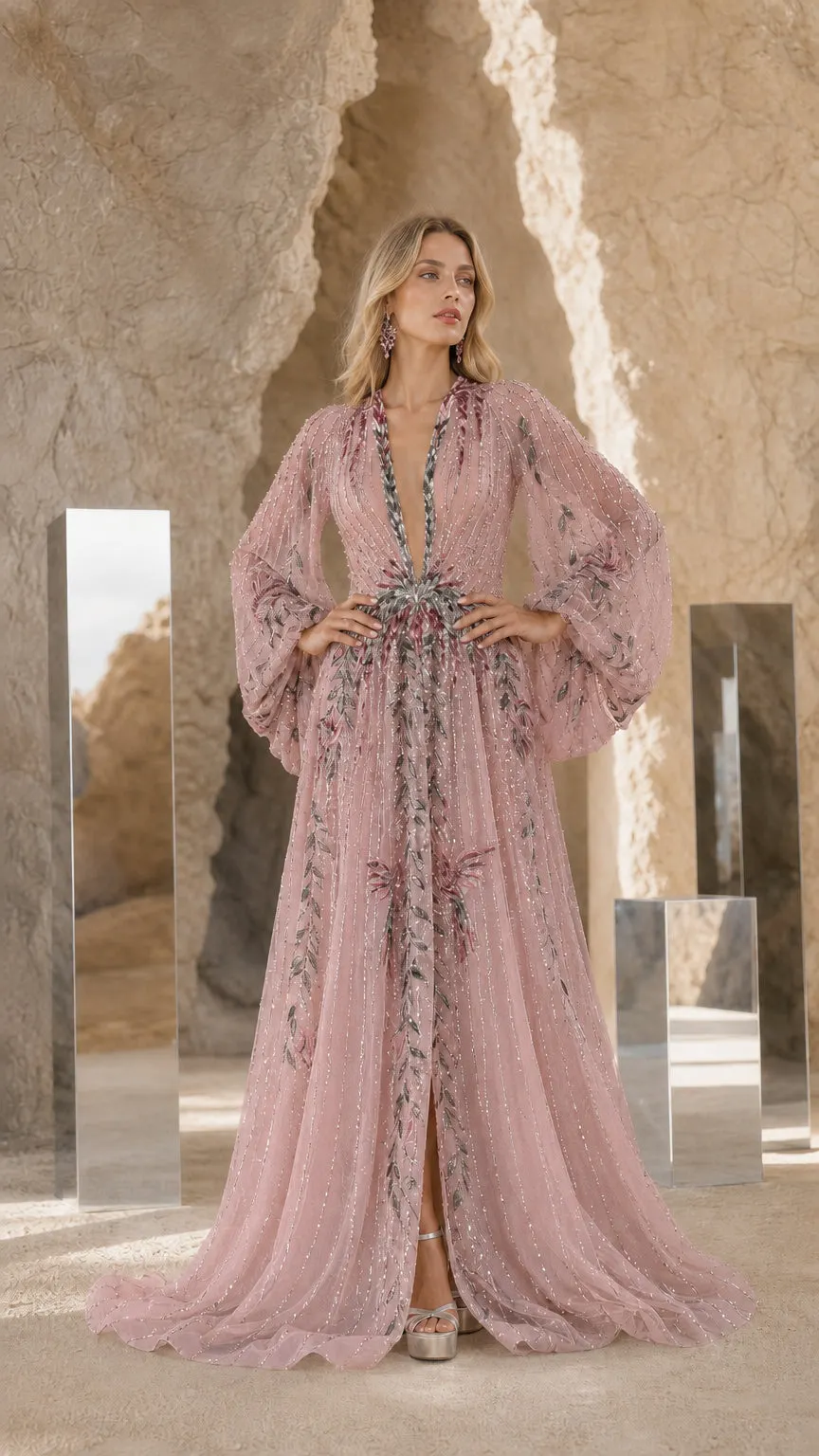 Elegance Long-Sleeve Evening Gown