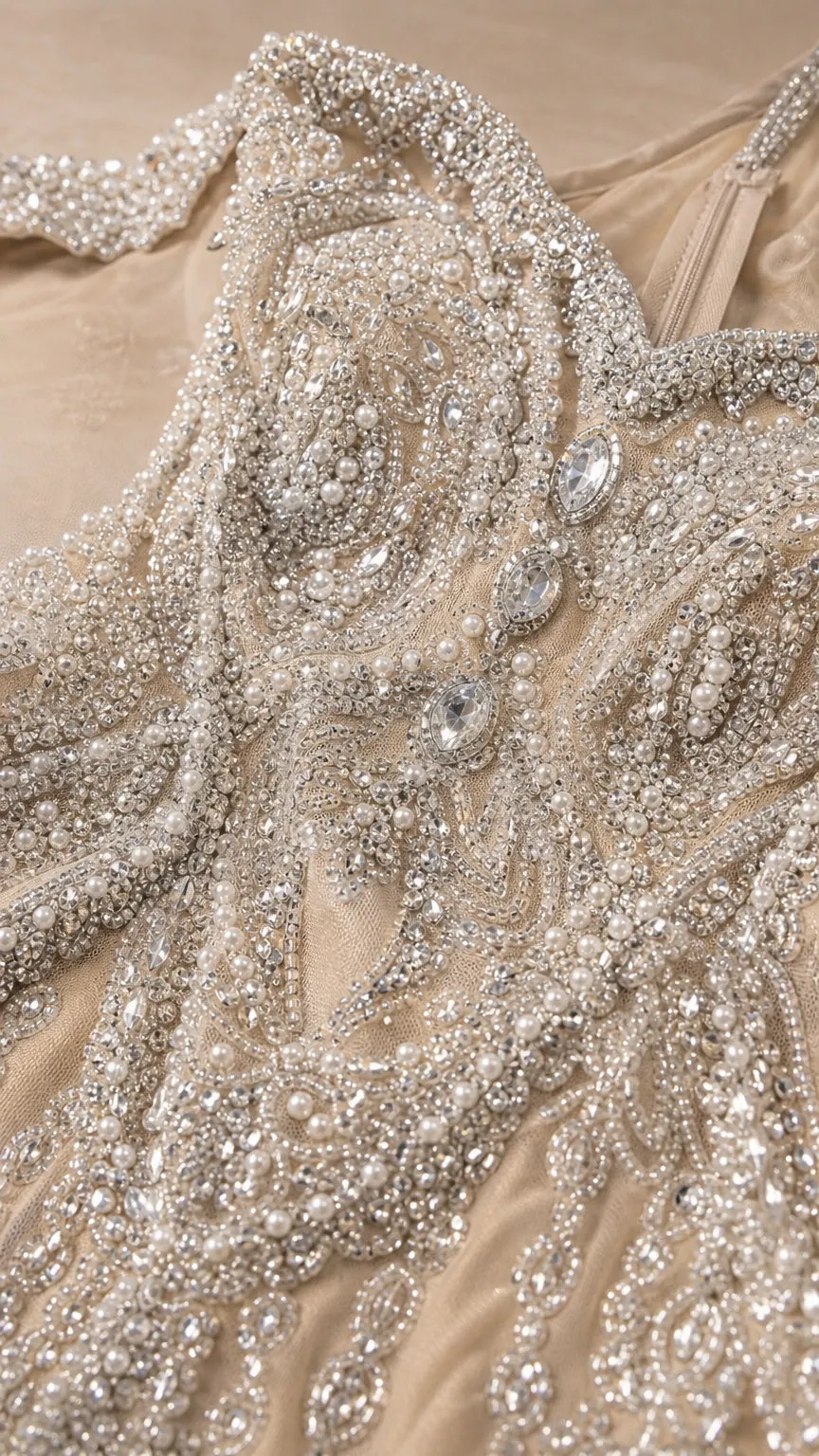 Off-The-Shoulder Embellished Mermaid Evening Gown