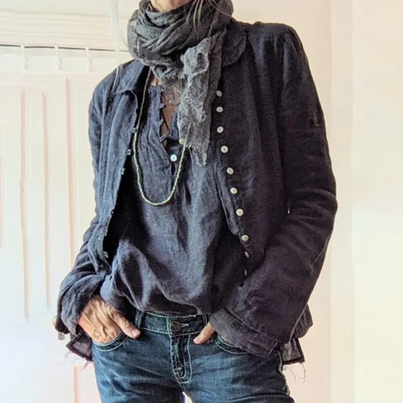 Vintage Solid Button Down Comfy Jacket