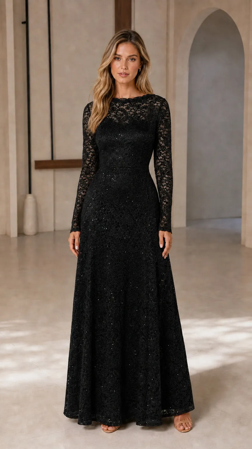 Long-Sleeve Evening Gown