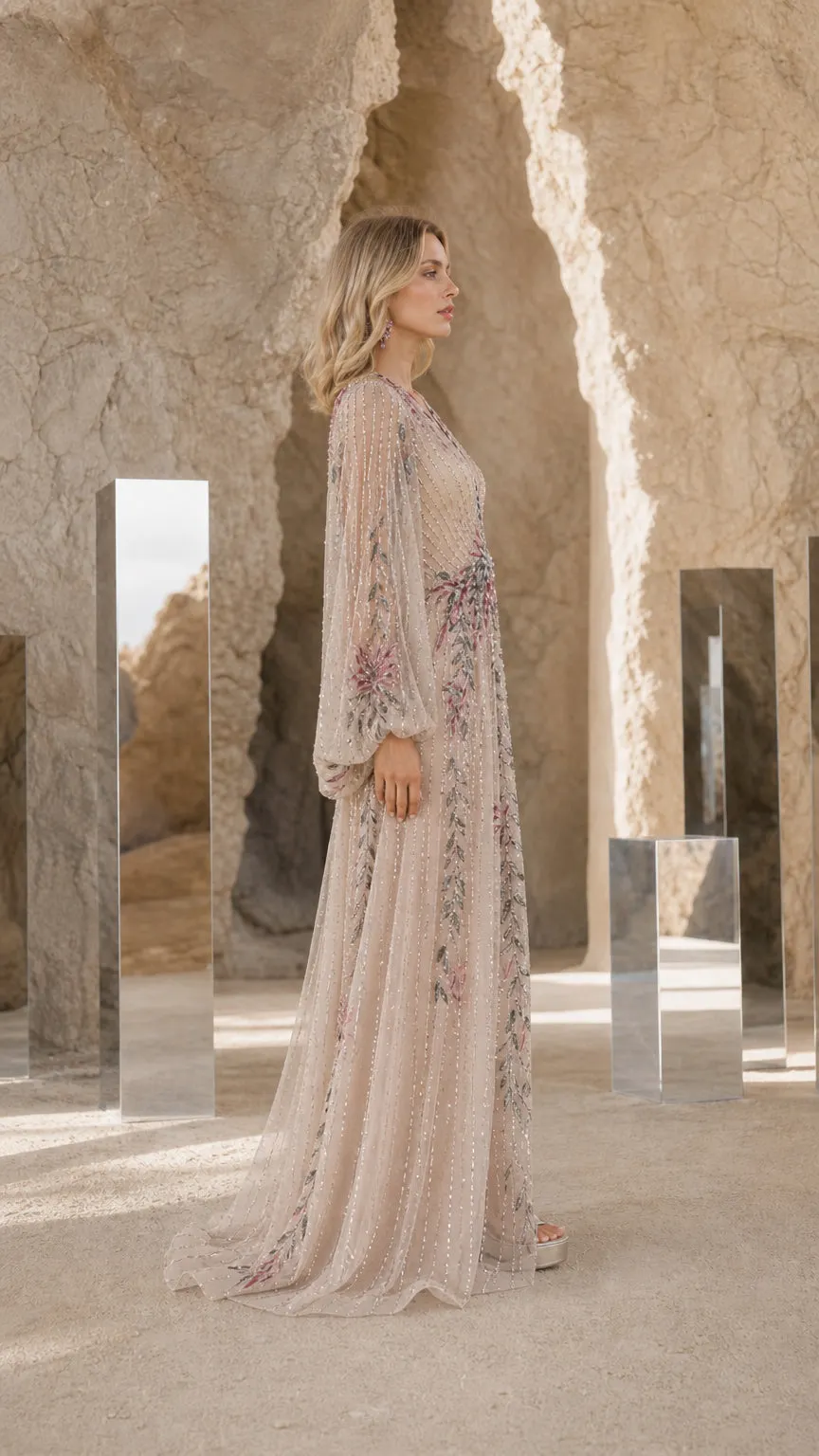 Elegance Long-Sleeve Evening Gown