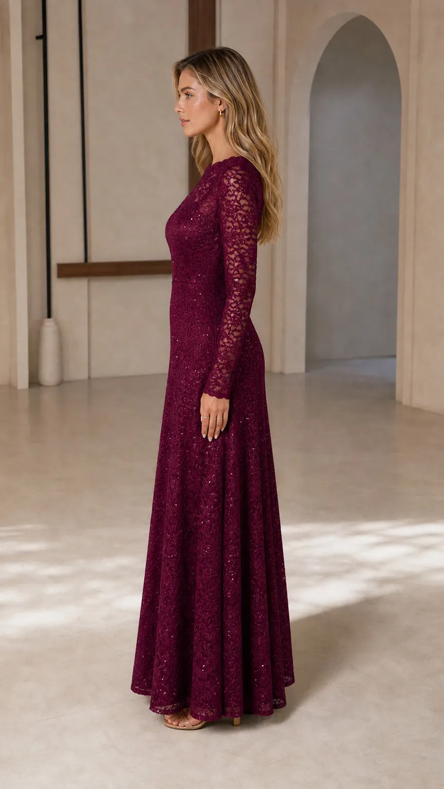 Long-Sleeve Evening Gown