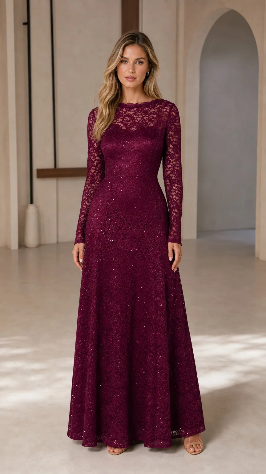 Long-Sleeve Evening Gown