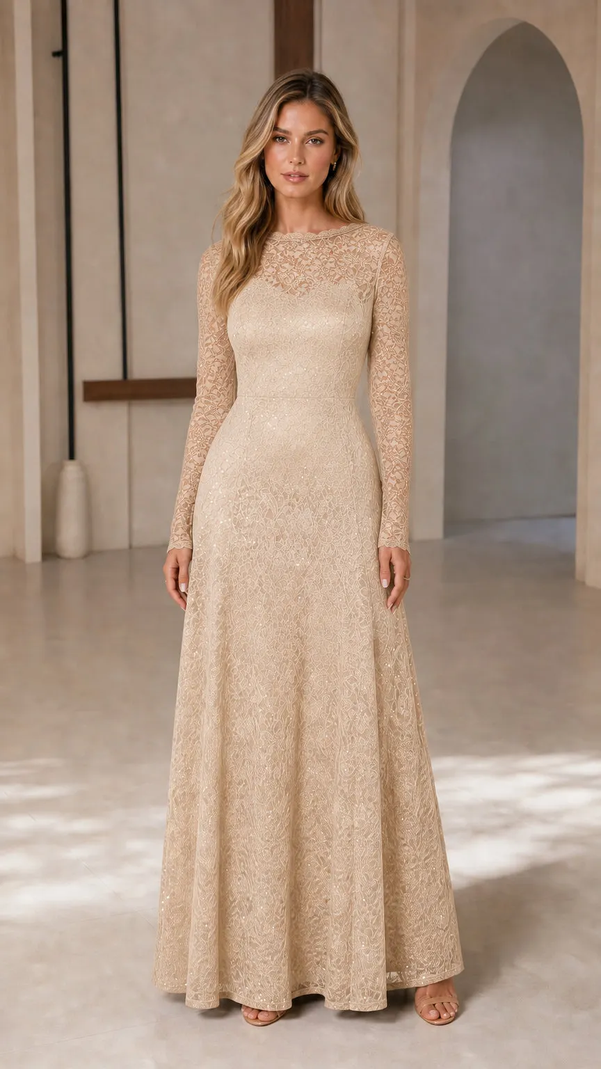 Long-Sleeve Evening Gown
