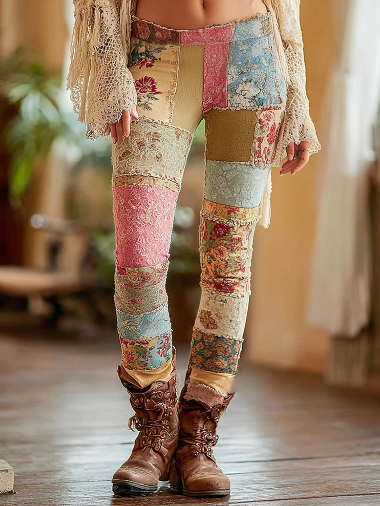 Women's Bohemian Floral Pattern Casual Leggings