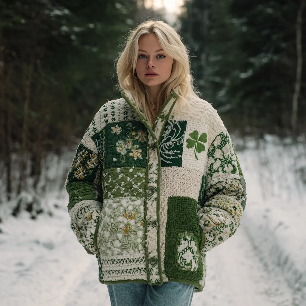 Women's Floral Clover Button-down Warm Sweater