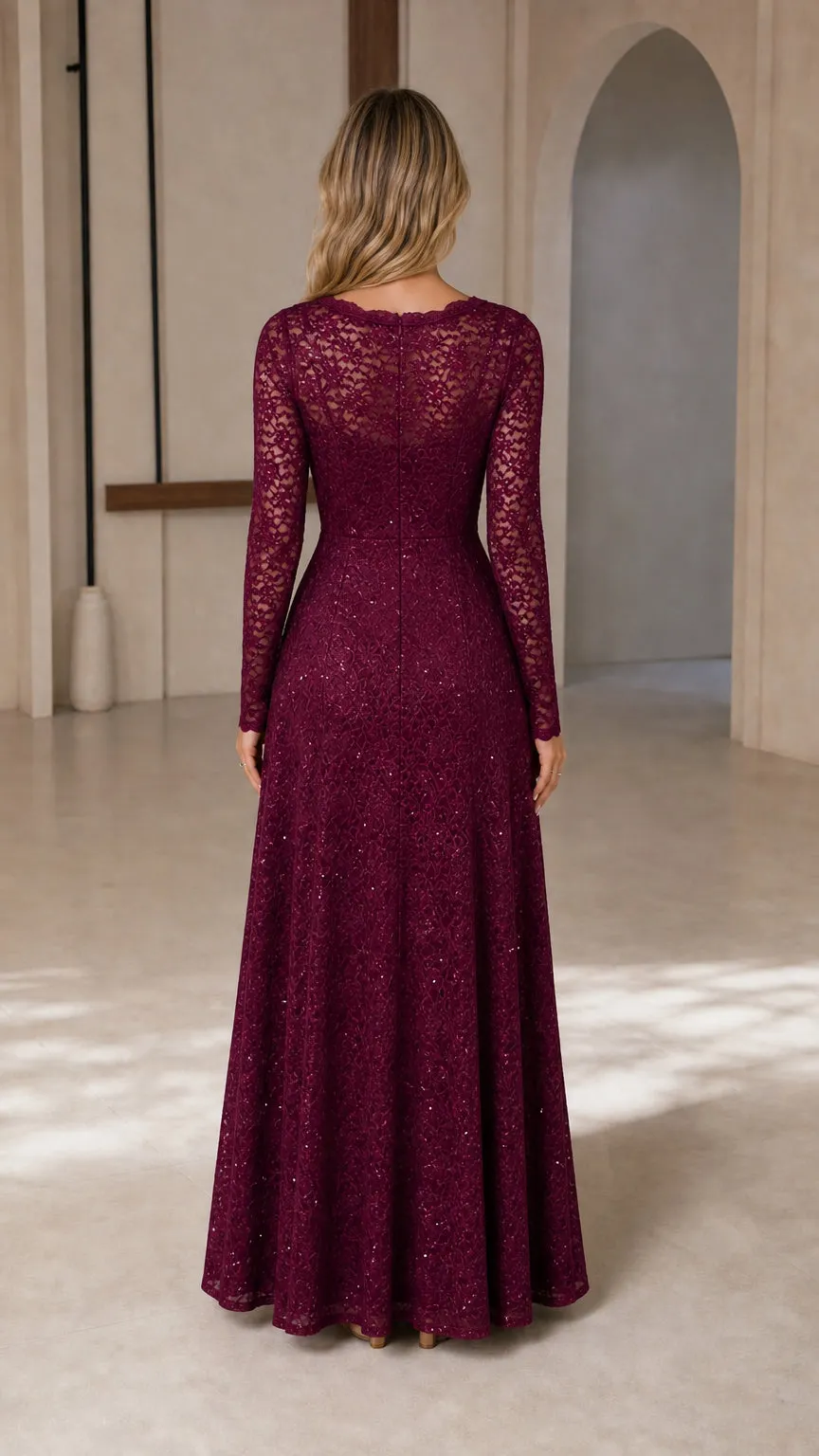 Long-Sleeve Evening Gown