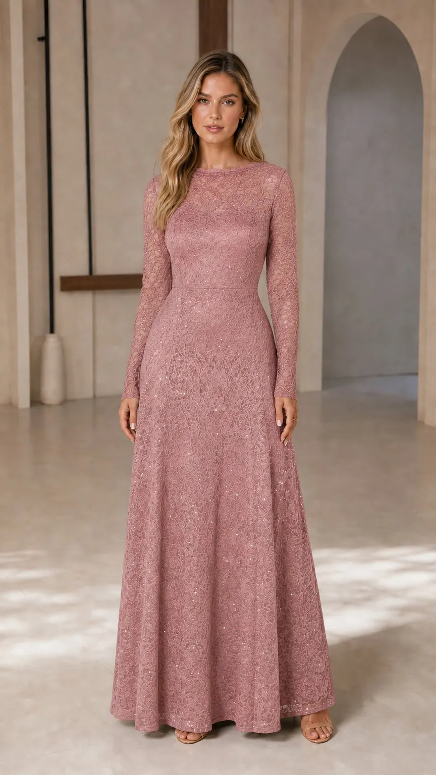 Long-Sleeve Evening Gown