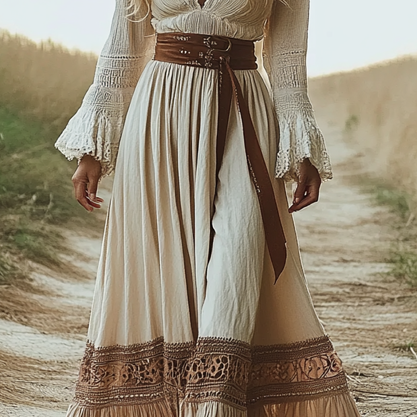 Elegant Bohemian Pastoral Style Maxi Dress