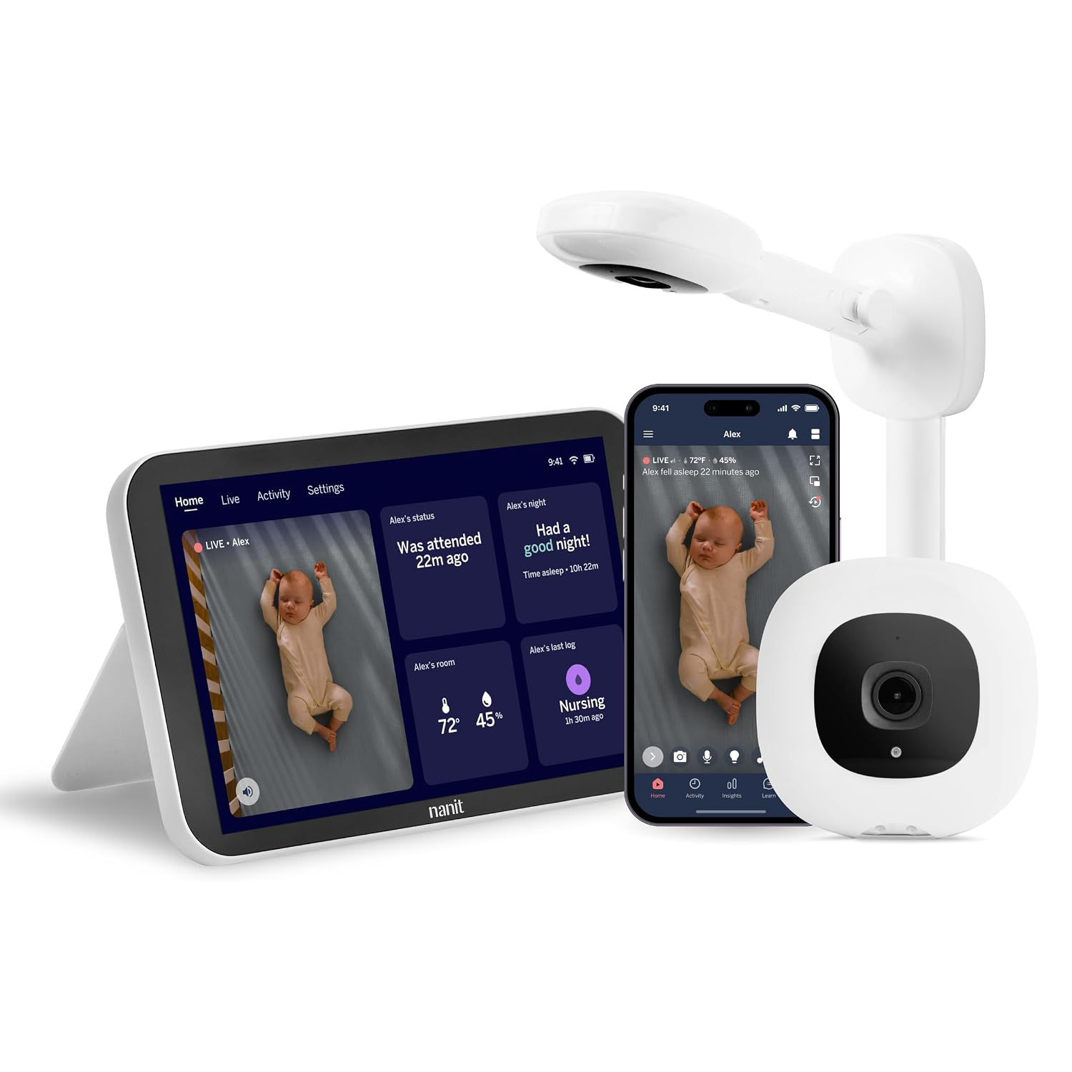 Smart Baby Monitor with HD Video, Motion & Sound Detection, Two-Way Audio, Temperature Monitoring, Mobile App Remote Viewing, Indoor Baby Camera for Home Nursery