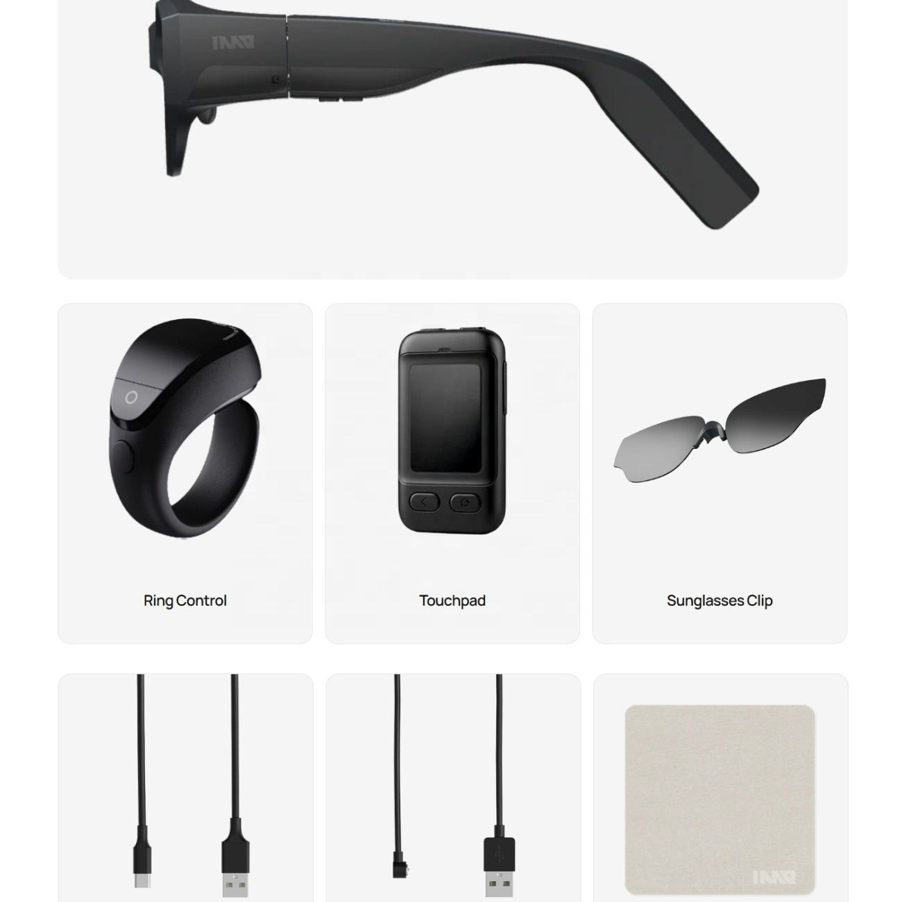 Wireless AI AR Smart Glasses 8+128GB Memory Full-color 1080P Display AI Voice Assistant Game