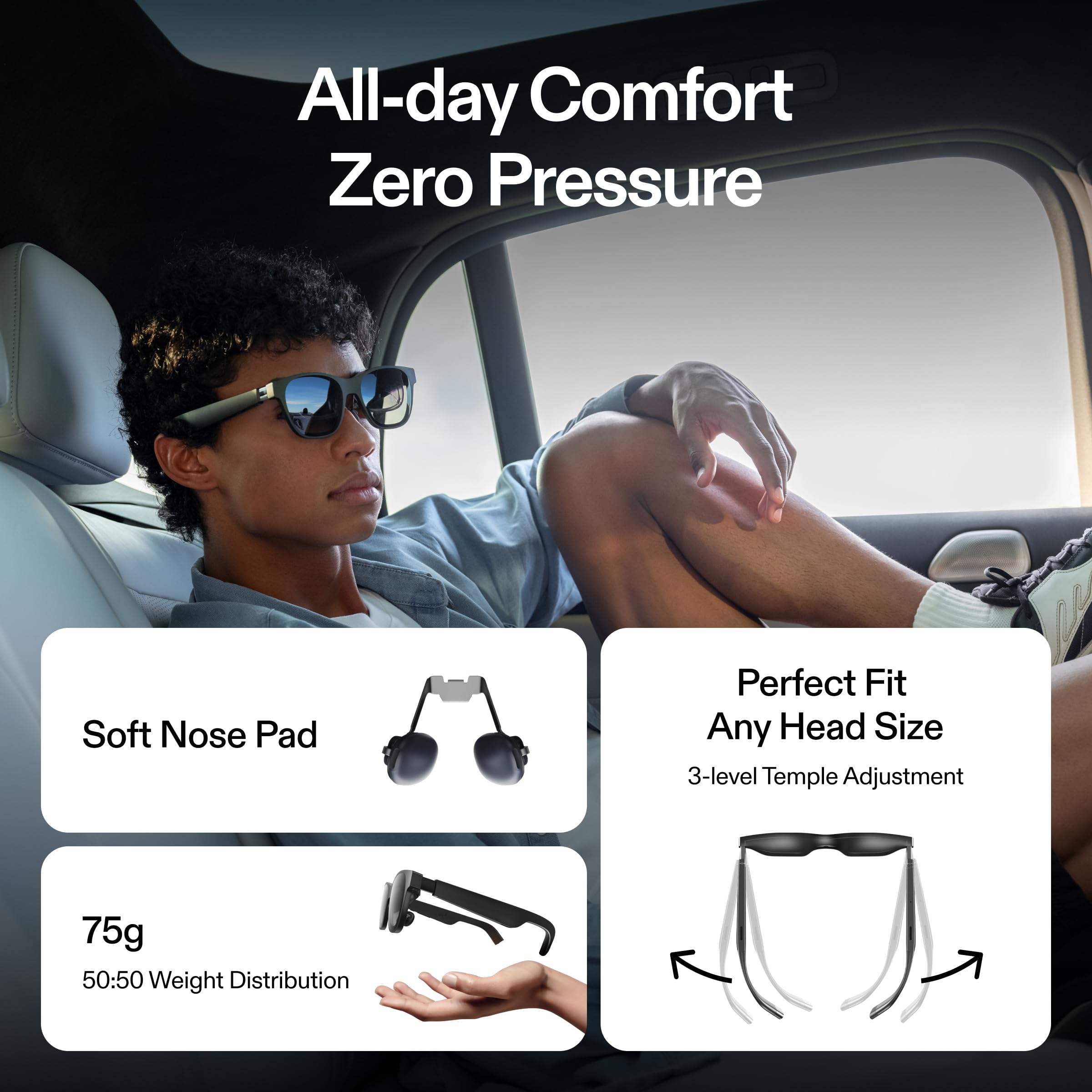 Smart AR Glasses 46° FOV 130" 120Hz HD Display True Colors Cinematic Sound All-Day Comfort Smart AR Glasses