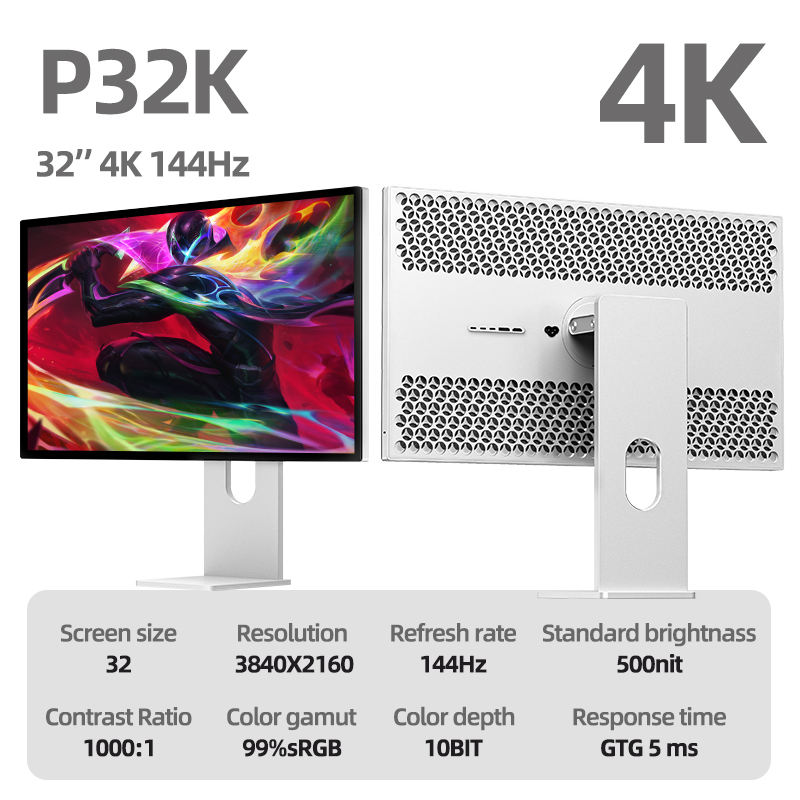 32 Inch 4k 144hz Screen Display With Bracket 1000:1 Contrast Ratio 0.184mm Dot Pitch Desktop Computer Monitor 