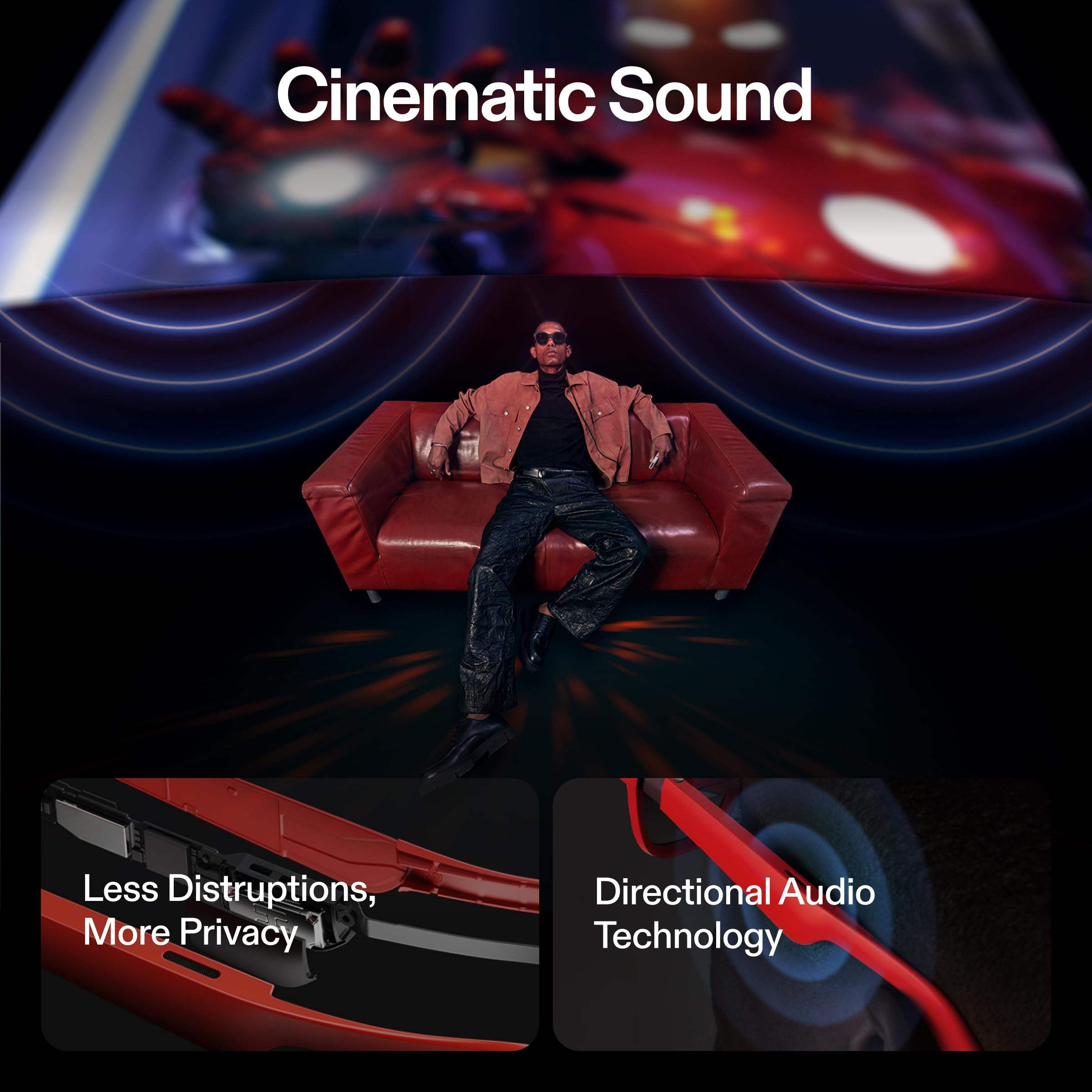 Smart AR Glasses 46° FOV 130" 120Hz HD Display True Colors Cinematic Sound All-Day Comfort Smart AR Glasses
