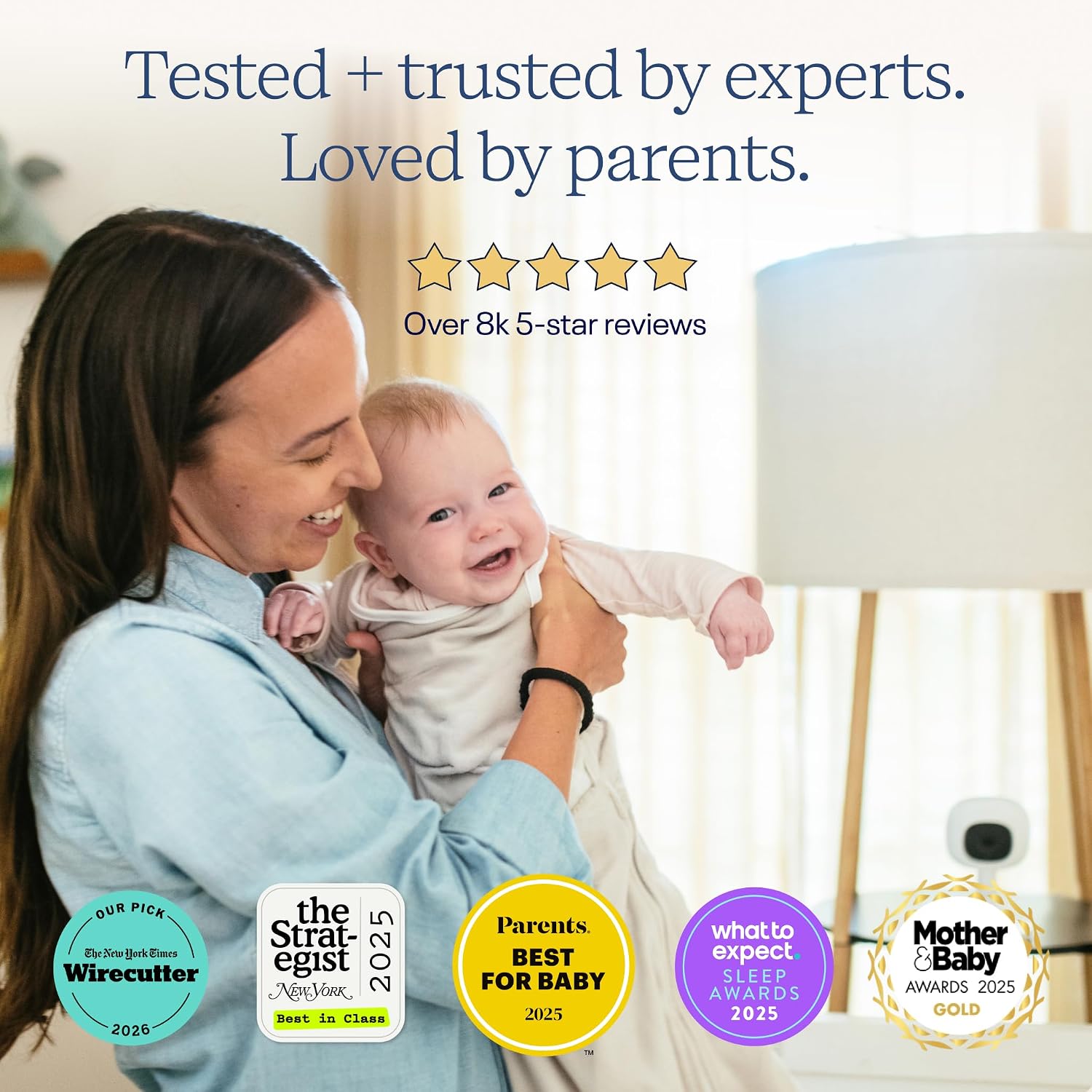 Smart Baby Monitor with HD Video, Motion & Sound Detection, Two-Way Audio, Temperature Monitoring, Mobile App Remote Viewing, Indoor Baby Camera for Home Nursery