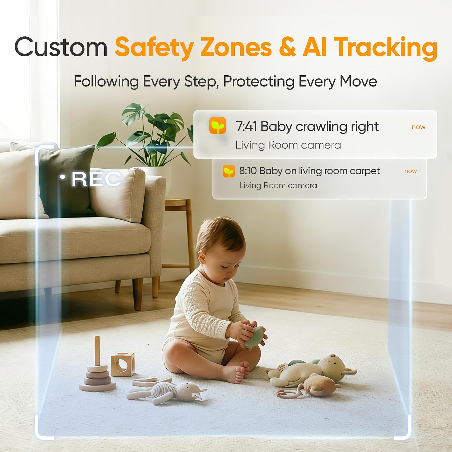 Smart Baby Monitor with 4K HD Camera, Night Vision, Motion & Sound Detection, Two-Way Audio, Mobile App Remote Viewing, Secure Local Storage for Nursery Monitoring